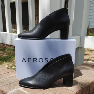 Aerosoles Tapered Toe  Black Leather Shootie Size 8.5 (153)