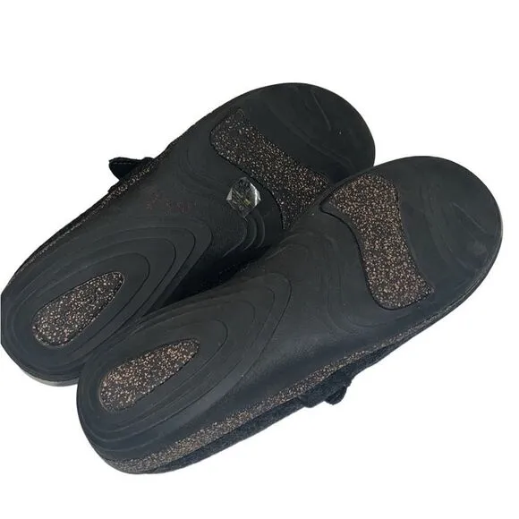 Aetrex Libby Black Wool Faux Fur Lining Comfort Slip On Clogs Size 10