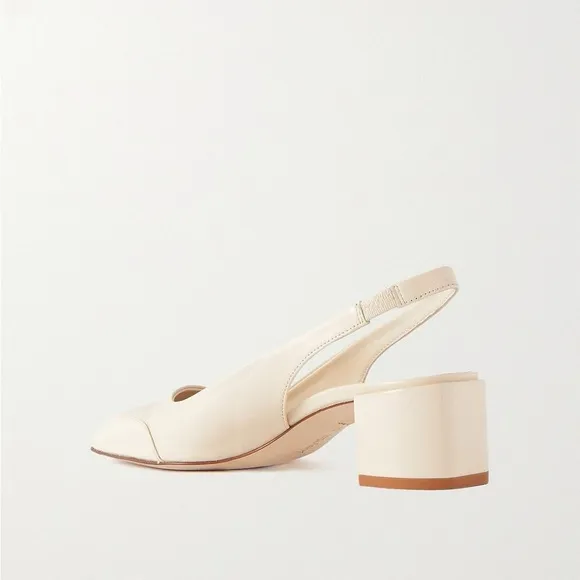 Aeyde Ingrid patent-leather trimmed textured-leather slingback pumps - 38