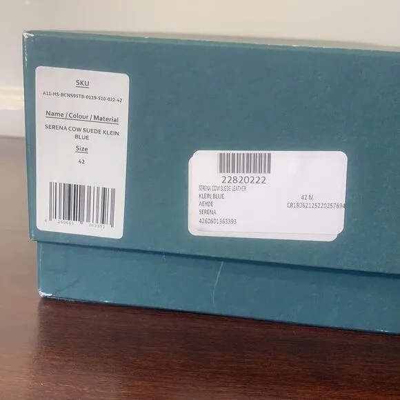 Aeyde Serena double band heeled suede sandal size EU 42 or US 12, new in box