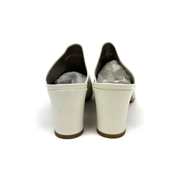 AGL Attilio Giusti Leombruni Pointed Toe Leather Mules Ivory White Size 40 9.5