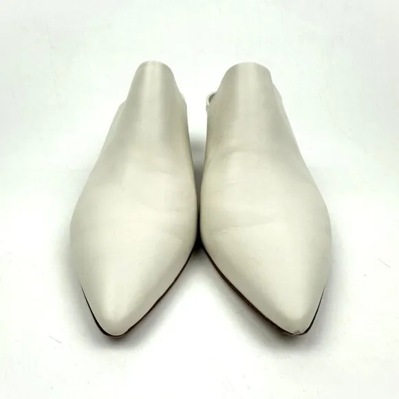 AGL Attilio Giusti Leombruni Pointed Toe Leather Mules Ivory White Size 40 9.5