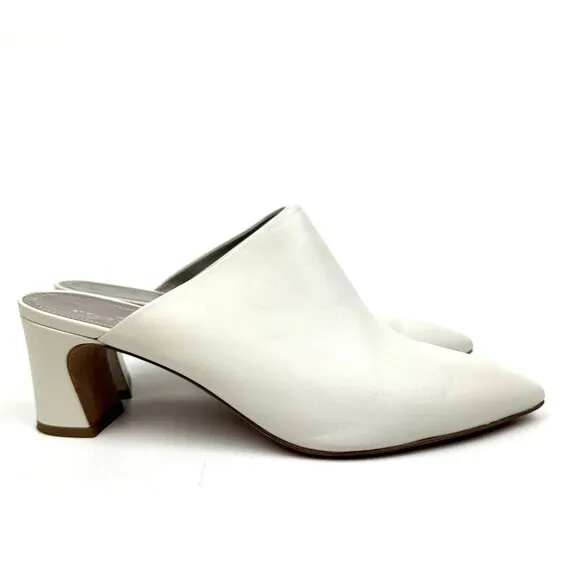 AGL Attilio Giusti Leombruni Pointed Toe Leather Mules Ivory White Size 40 9.5