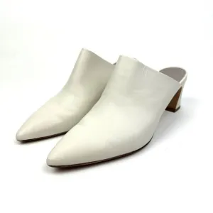 AGL Attilio Giusti Leombruni Pointed Toe Leather Mules Ivory White Size 40 9.5