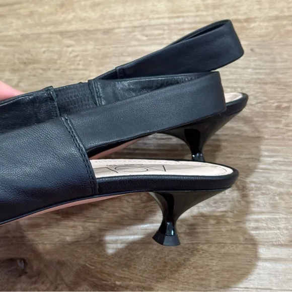 AGL Black Lenor Sling Leather Sling-Back Elegant Kitten Heels Size 40