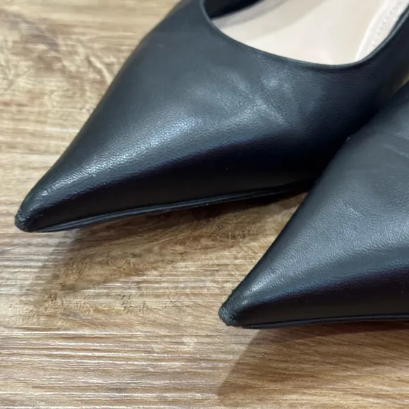 AGL Black Lenor Sling Leather Sling-Back Elegant Kitten Heels Size 40