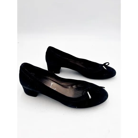 AGL Black Suede Kitten Block Heel Pumps Size 39