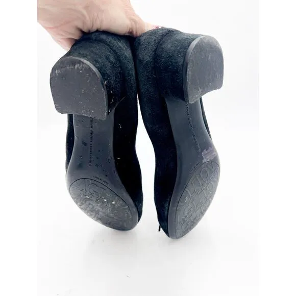 AGL Black Suede Kitten Block Heel Pumps Size 39