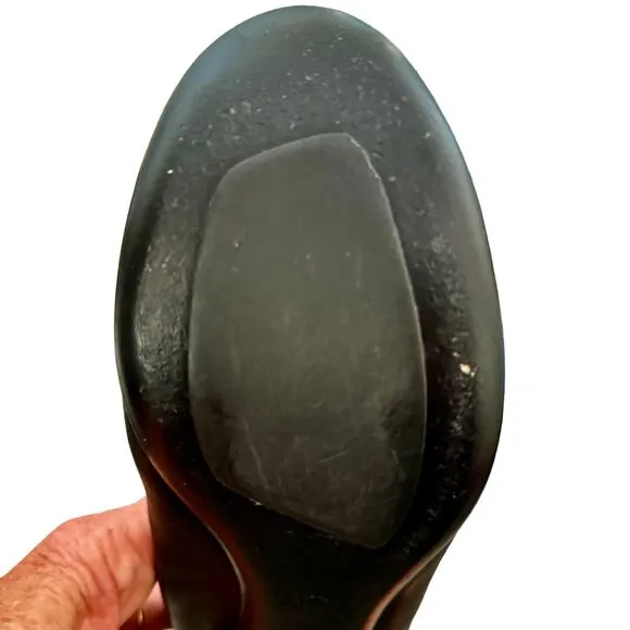 AGL Leather Ballet Flat Studded Toe Size EU 40 US 9 Black Made In Italy