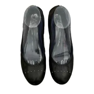 AGL Leather Ballet Flat Studded Toe Size EU 40 US 9 Black Made In Italy