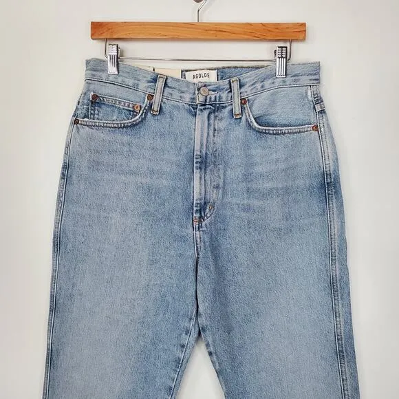 AGOLDE Pinch Waist High Rise Kick Flare Jeans Riptide Blue Organic Denim Size 29