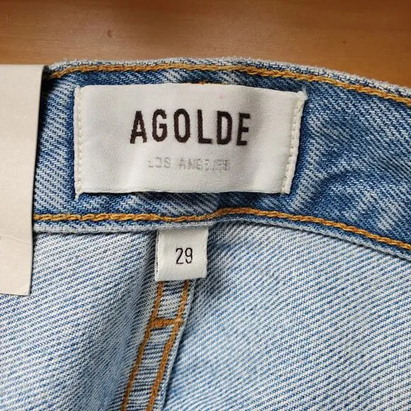 AGOLDE Pinch Waist High Rise Kick Flare Jeans Riptide Blue Organic Denim Size 29