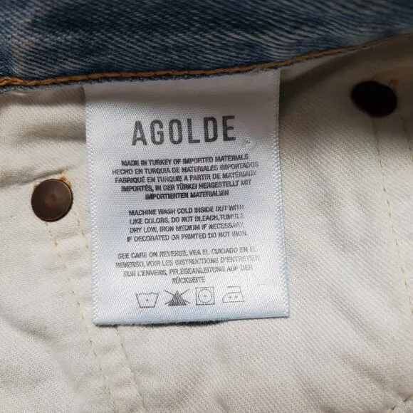 AGOLDE Pinch Waist High Rise Kick Flare Jeans Riptide Blue Organic Denim Size 29