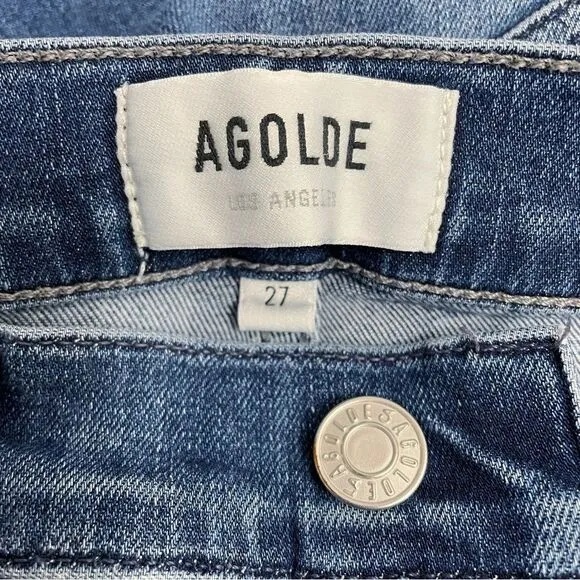 AGOLDE Sophie Crop Jeans Women's Size 27 Raw Hem Slim Jean Claremont Medium Wash