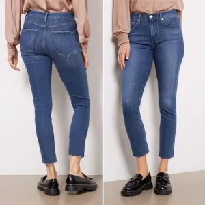 AGOLDE Sophie Crop Jeans Women's Size 27 Raw Hem Slim Jean Claremont Medium Wash
