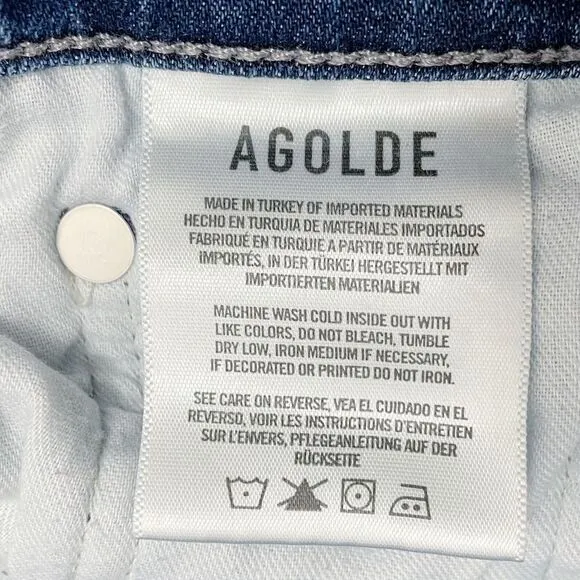 AGOLDE Sophie Crop Jeans Women's Size 27 Raw Hem Slim Jean Claremont Medium Wash