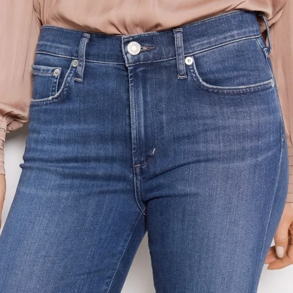 AGOLDE Sophie Mid-Rise Crop Jeans Stretch Denim Raw Hem Claremont Wash Size 24