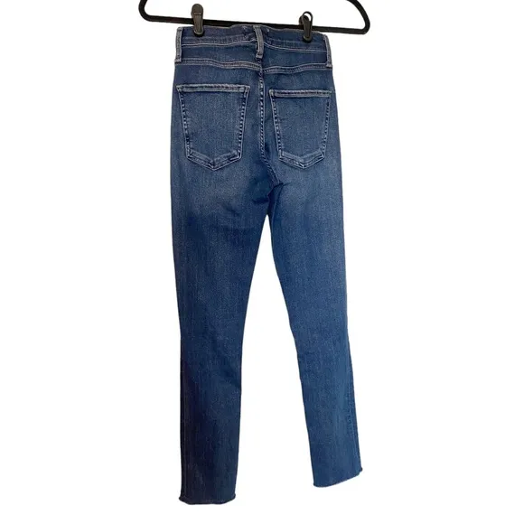 AGOLDE Sophie Mid-Rise Crop Jeans Stretch Denim Raw Hem Claremont Wash Size 24