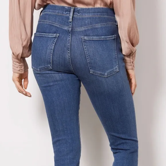 AGOLDE Sophie Mid-Rise Crop Jeans Stretch Denim Raw Hem Claremont Wash Size 24