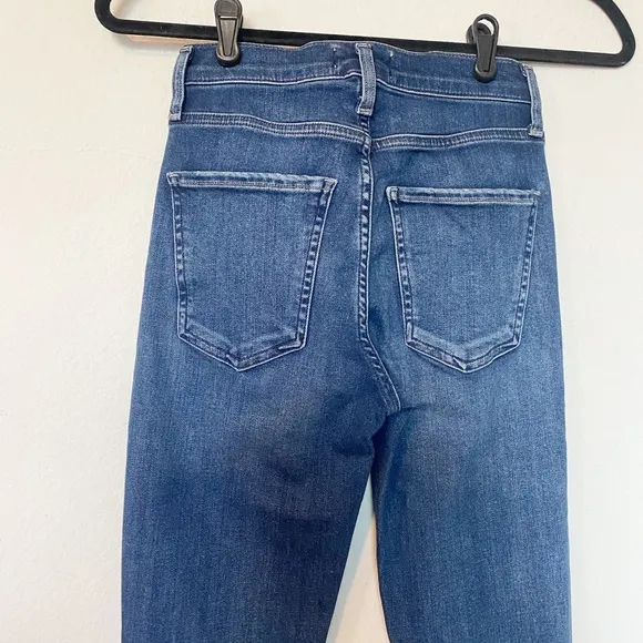 AGOLDE Sophie Mid-Rise Crop Jeans Stretch Denim Raw Hem Claremont Wash Size 24