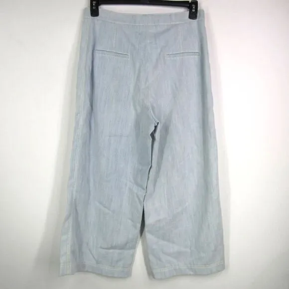 Akris Punto High Waist Chambray Culottes In Bleached Denim SZ 10
