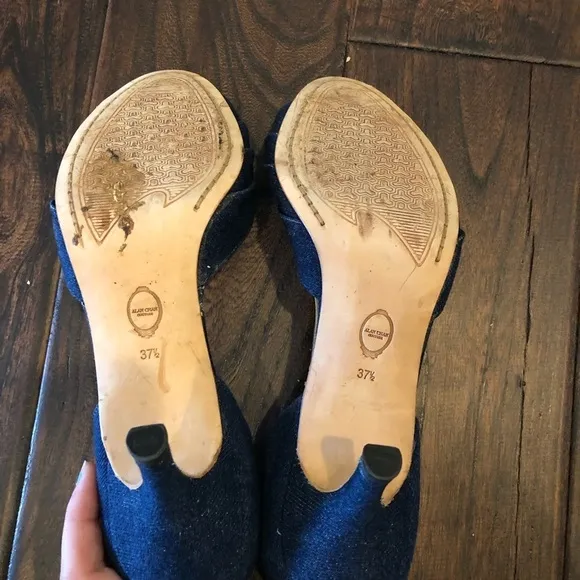 Alan Chan Denim Blue Kitten Heels Size 37.5