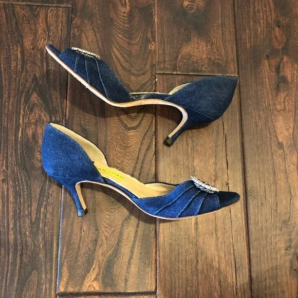Alan Chan Denim Blue Kitten Heels Size 37.5