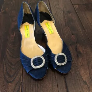 Alan Chan Denim Blue Kitten Heels Size 37.5