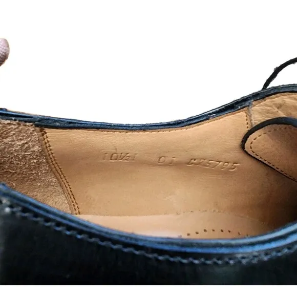 Alan Payne Black Colby Oxfords Genuine Deerskin Leather Lace Up Cap Toe 10.5