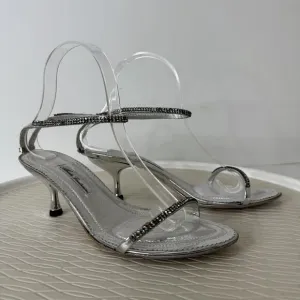 Alberto Venturini Womens Heels 38 Silver Metallic Rhinestone Kitten Heel Y2K