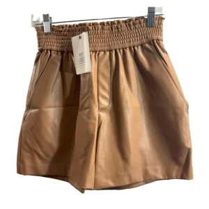 ALC NWT Natural‎ Kaleb Faux Leather Shorts Smocked Waist Women's Tan MSRP $295