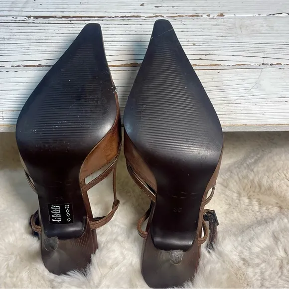 Aldo Brown Leather Court Pointed Slingback Stiletto High Heels Sz 5