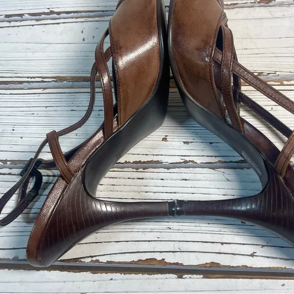 Aldo Brown Leather Court Pointed Slingback Stiletto High Heels Sz 5