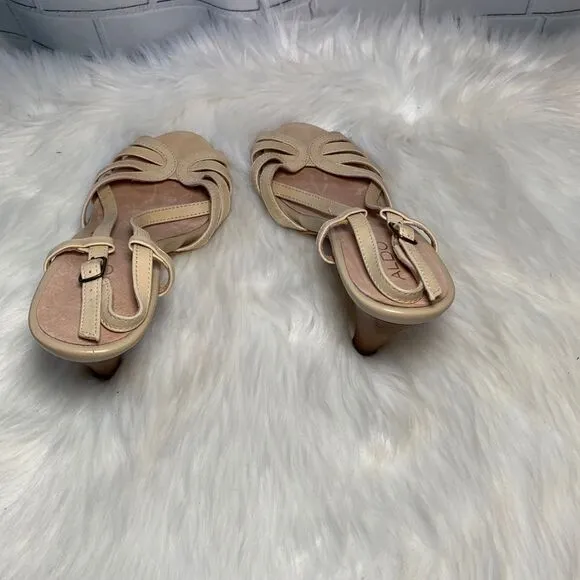 Aldo Cream Slingback Sandal Heels Size 40/9