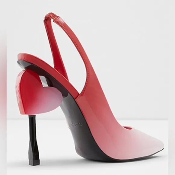 Aldo Cupida Chic Statement Slingback Heels Red Ombre Artistic Heel Size 8.5
