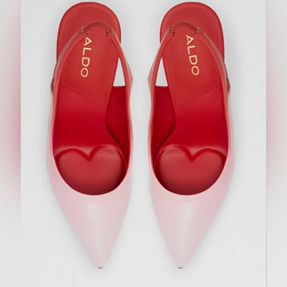 Aldo Cupida Chic Statement Slingback Heels Red Ombre Artistic Heel Size 8.5