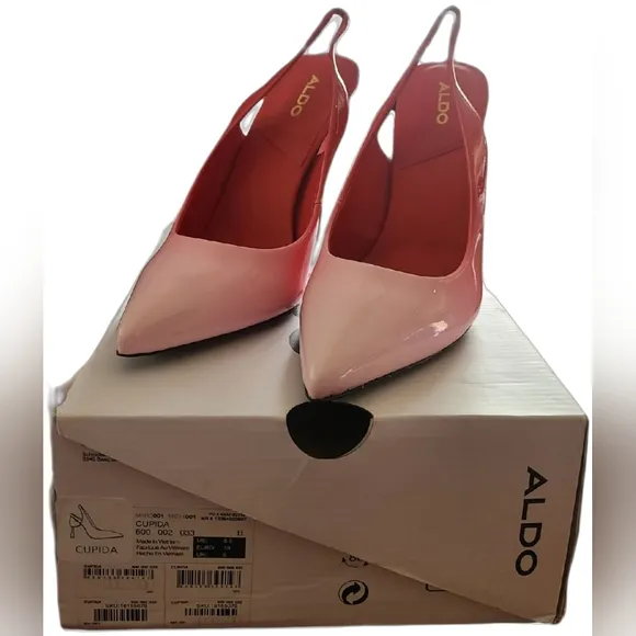 Aldo Cupida Chic Statement Slingback Heels Red Ombre Artistic Heel Size 8.5
