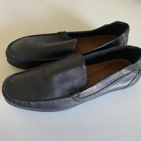 ALDO DEMETRIFLEX WIDE DRIVING LOAFER Black Leather Round Toe Slip On 10