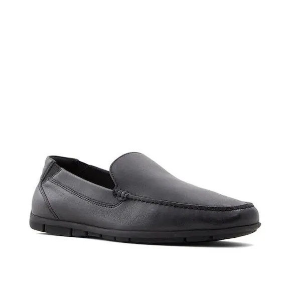 ALDO DEMETRIFLEX WIDE DRIVING LOAFER Black Leather Round Toe Slip On 10