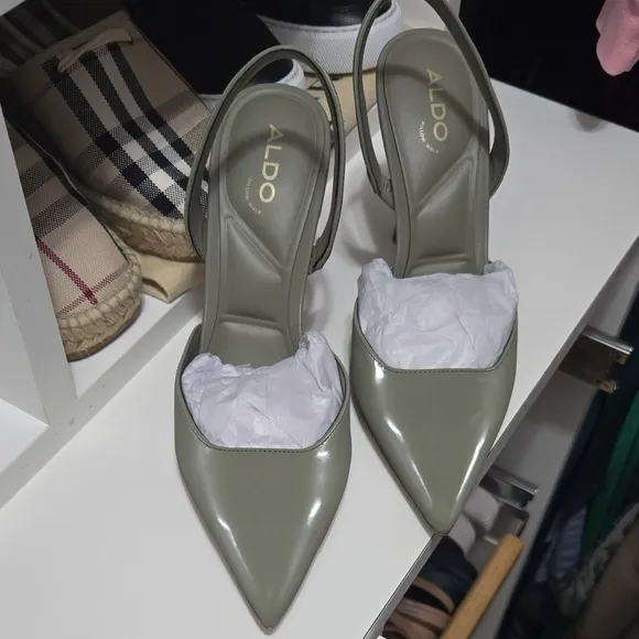 Aldo Green Patent Slingback Heels