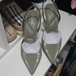 Aldo Green Patent Slingback Heels