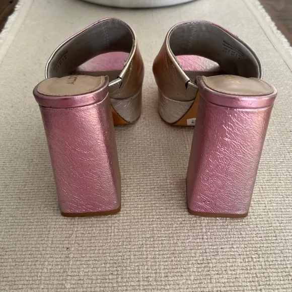 Aldo Metallic Platform Mules - Pink and GoldSize 6.5