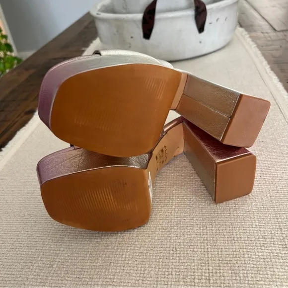 Aldo Metallic Platform Mules - Pink and GoldSize 6.5