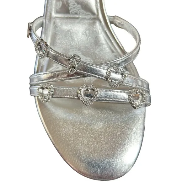 Aldo X Barbie Mule Silver Heels Rhinestone Embellished Rare Collector's In Box 8