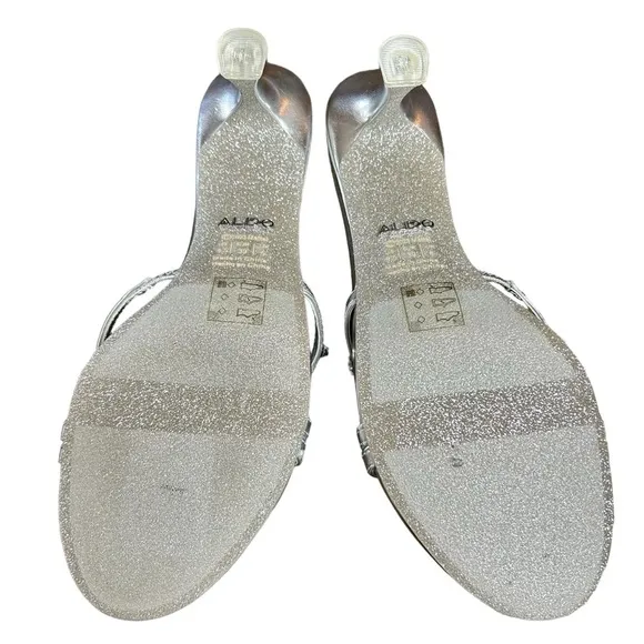 Aldo X Barbie Mule Silver Heels Rhinestone Embellished Rare Collector's In Box 8