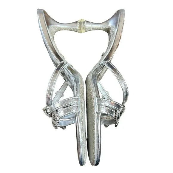 Aldo X Barbie Mule Silver Heels Rhinestone Embellished Rare Collector's In Box 8