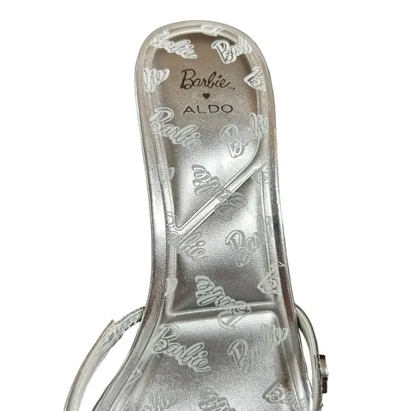 Aldo X Barbie Mule Silver Heels Rhinestone Embellished Rare Collector's In Box 8
