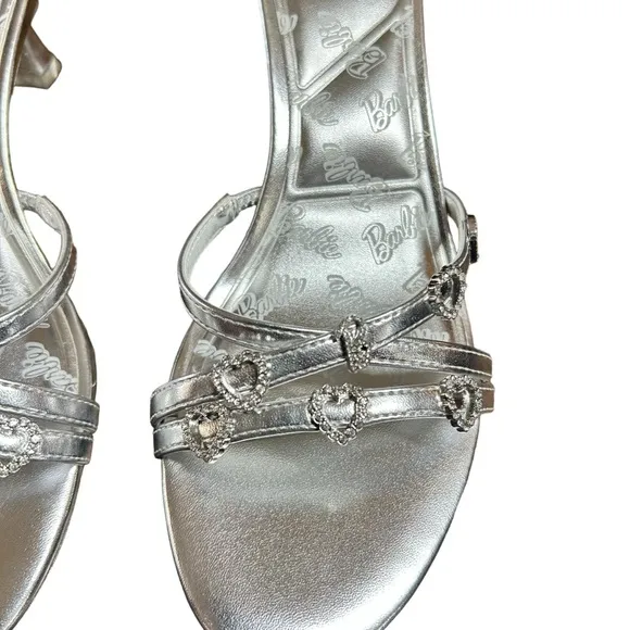 Aldo X Barbie Mule Silver Heels Rhinestone Embellished Rare Collector's In Box 8