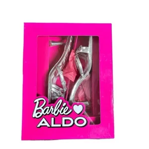 Aldo X Barbie Mule Silver Heels Rhinestone Embellished Rare Collector's In Box 8