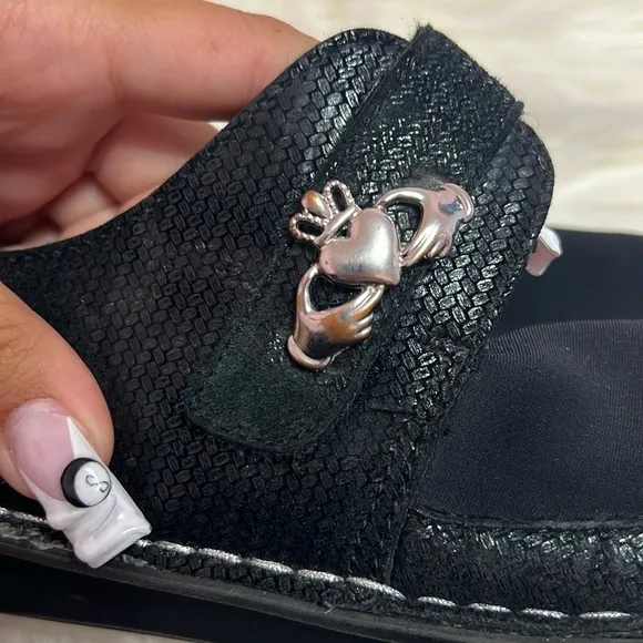 Alegria Black Brenna Claddagh Mules with Decorative Buckle. Size 41 (10.5/11)